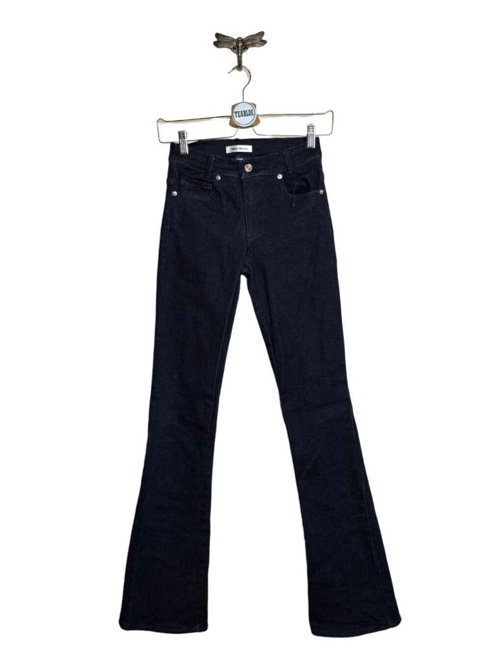 Patrick Michael High Rise Dark Indigo Flared Leg Jeans Size 24 Tall Long